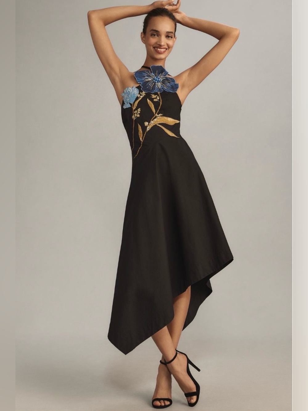 Yukiko Noritake x Anthropologie Asymmetric Floral Midi Dress